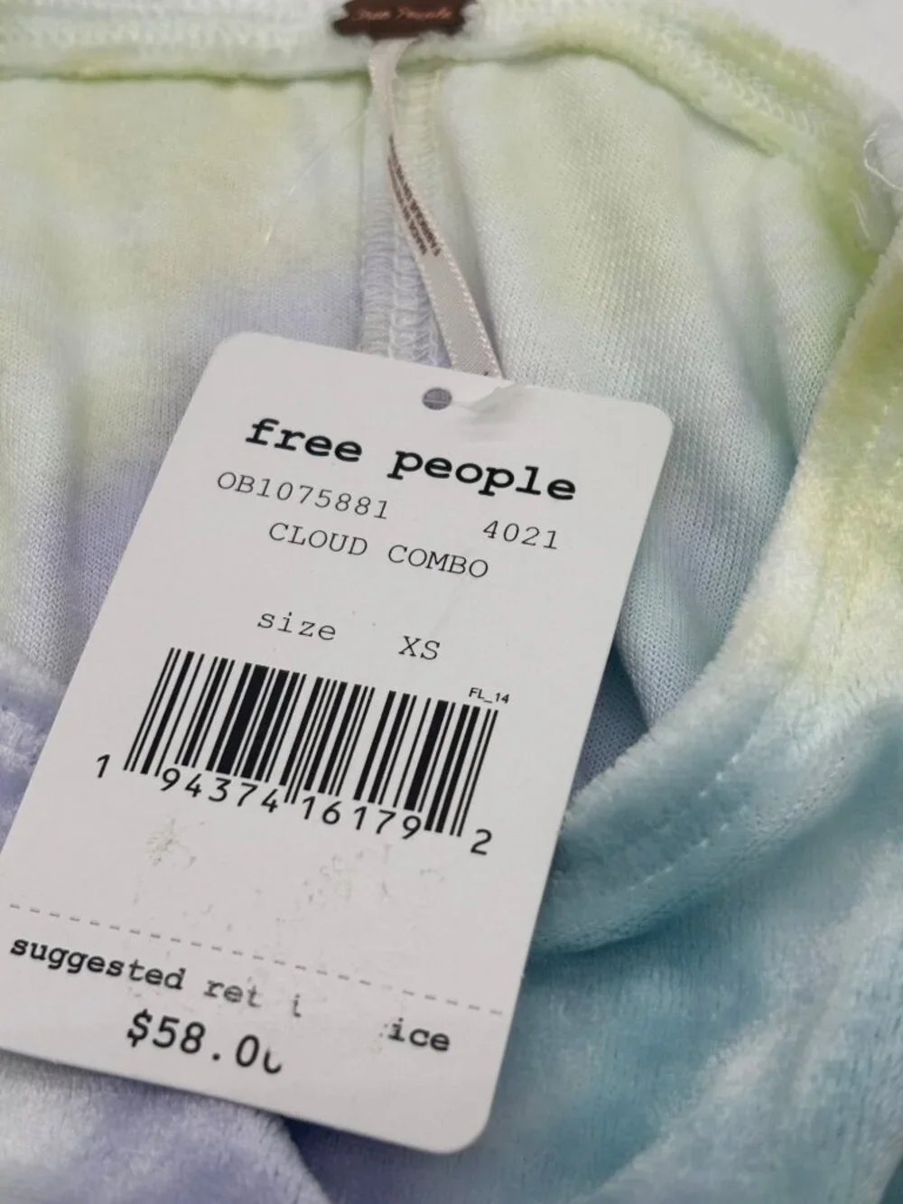 Free People Bright Eyes Velvet T-Shirt, Cloud Combo, XS